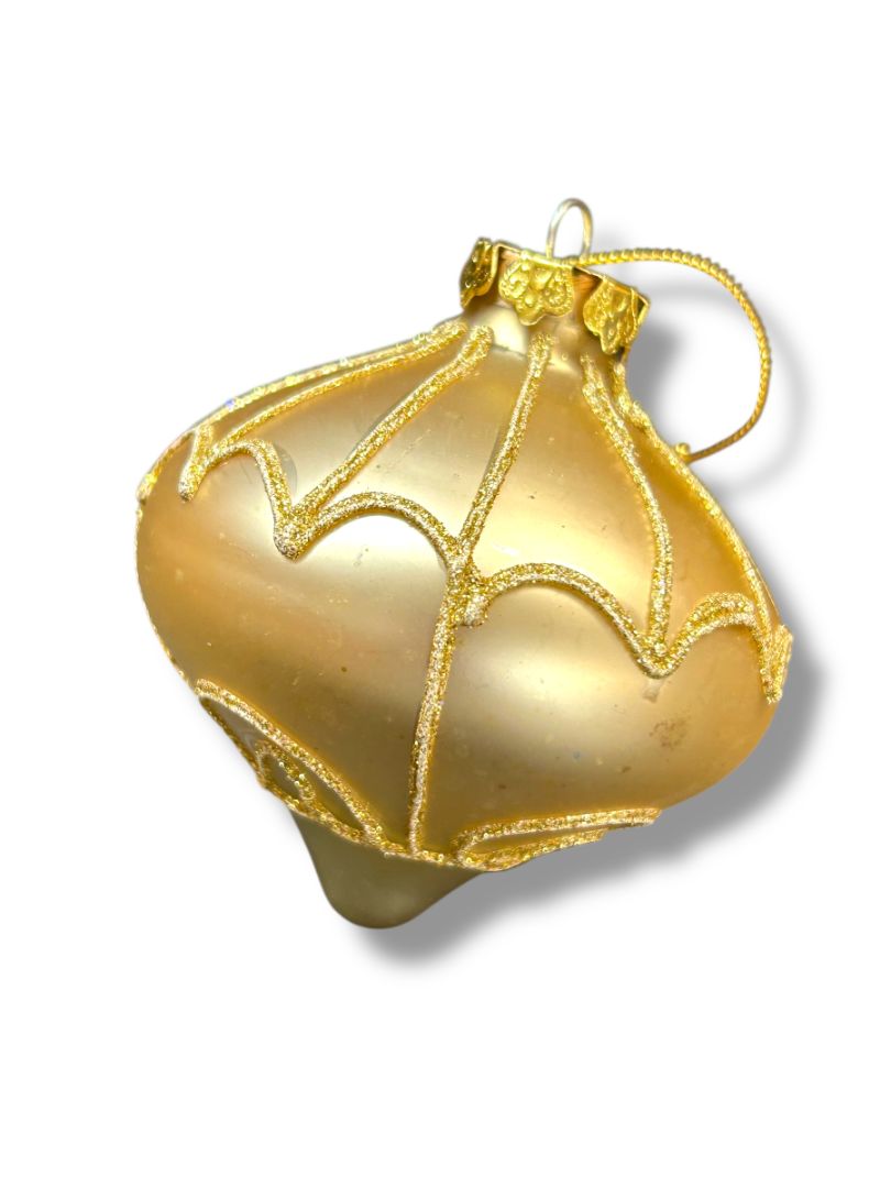 Gold Glass Onion Drop Sparkle Ornament Christmas Tree 3"