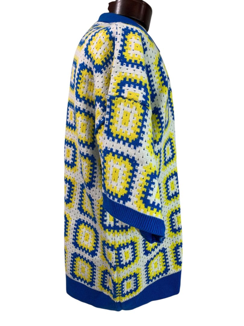 Size XL Boohoo Man Revere Crochet Polo Short Sleeve New Boxy Fit