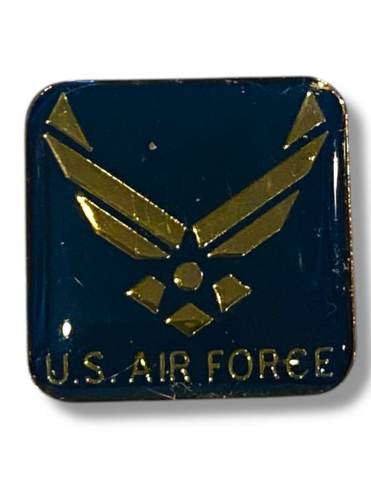 Vintage US Air Force Blue Goldtone Lapel Pin Square .75"