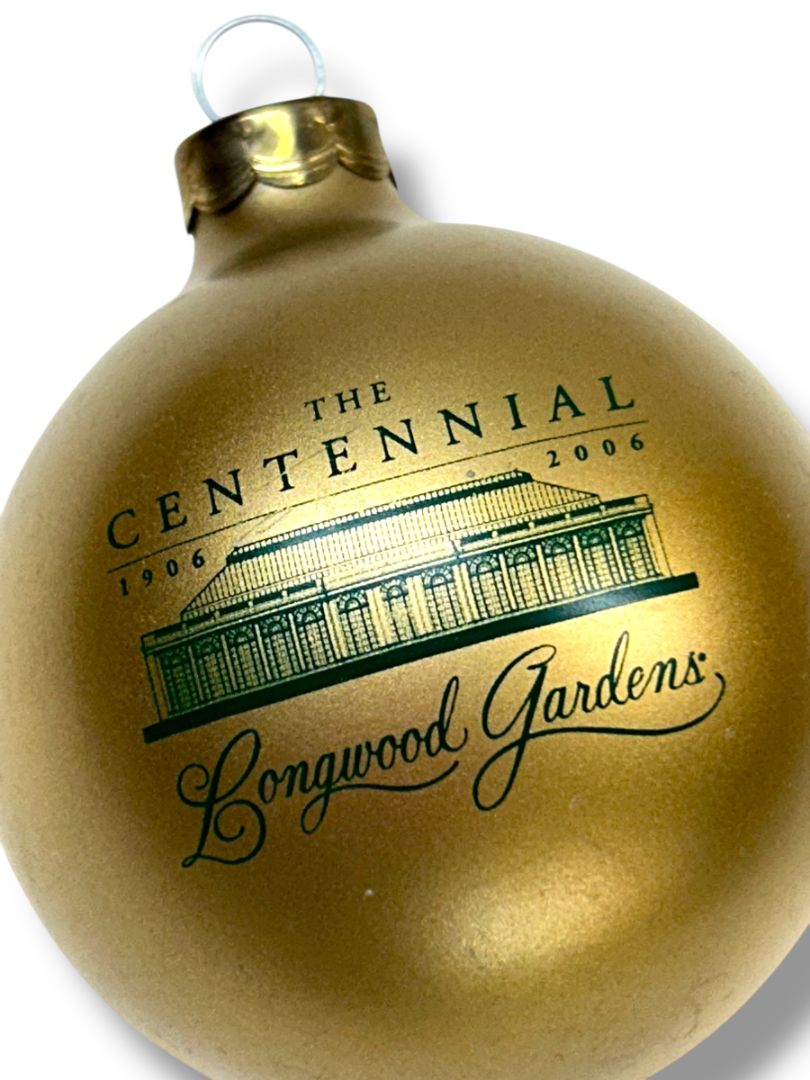 2006 Longwood Gardens Gold Glass Ball Ornament Centennial 2.6" Diameter