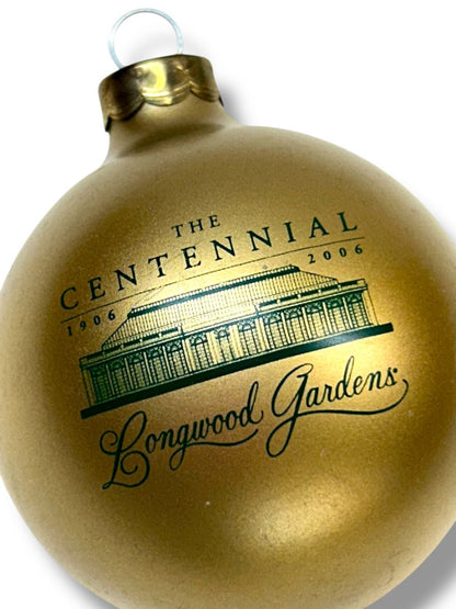 2006 Longwood Gardens Gold Glass Ball Ornament Centennial 2.6" Diameter