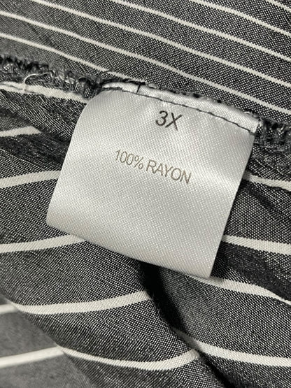 Size 3X Jane & Delancey Striped Roll Tab Sleeve Button Down Womens Top Gray