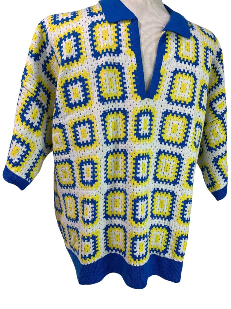 Size XL Boohoo Man Revere Crochet Polo Short Sleeve New Boxy Fit