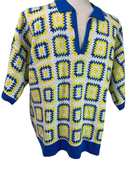 Size XL Boohoo Man Revere Crochet Polo Short Sleeve New Boxy Fit