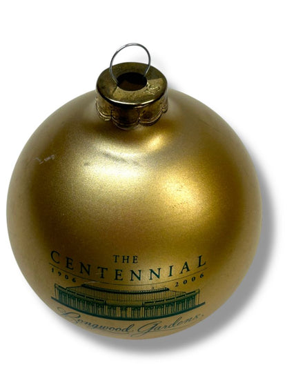 2006 Longwood Gardens Gold Glass Ball Ornament Centennial 2.6" Diameter