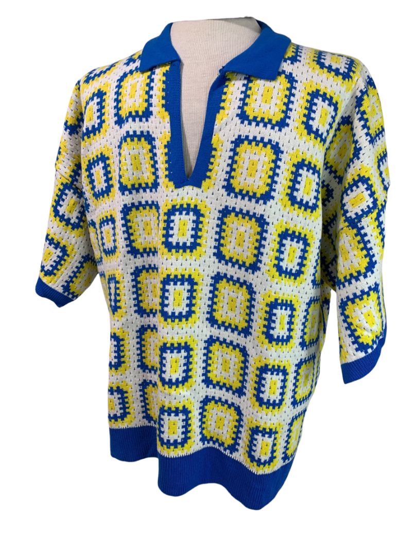 Size XL Boohoo Man Revere Crochet Polo Short Sleeve New Boxy Fit