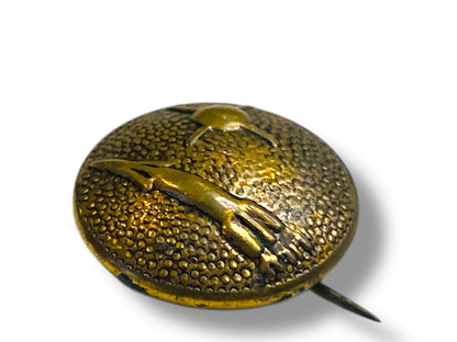 Vintage Rocket Spaceship Spacecraft Missile Launching Sputnik Brass Tone .5" Pin