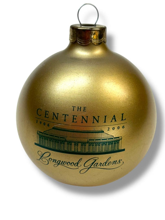2006 Longwood Gardens Gold Glass Ball Ornament Centennial 2.6" Diameter