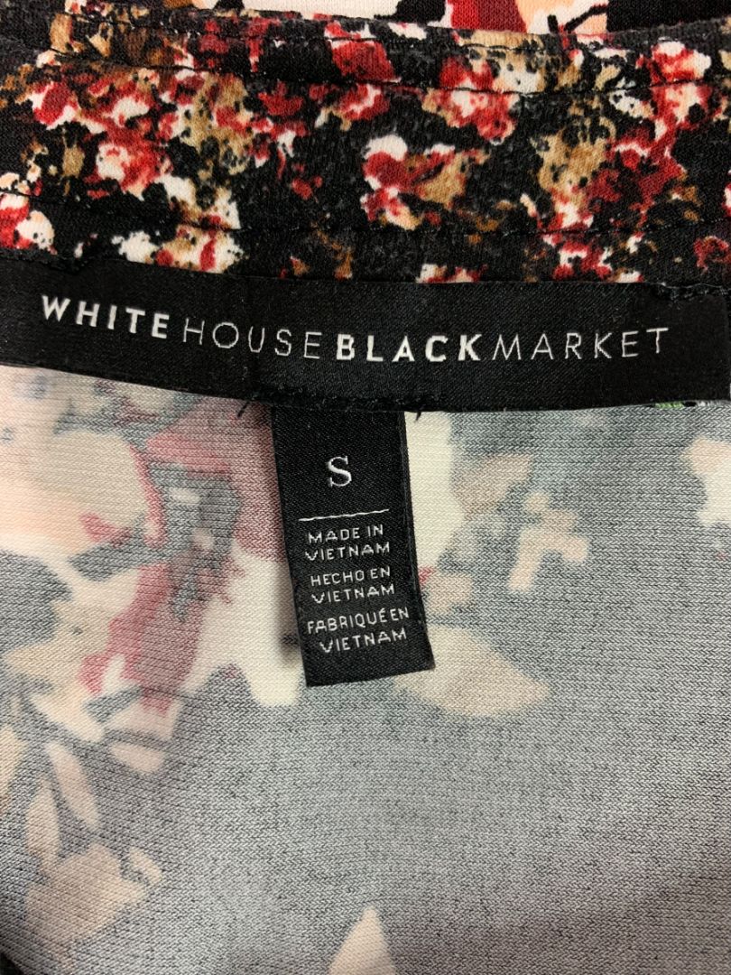 Small White House Black Market Womens Sleeveless Blouse Rose Print Shirt