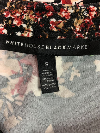 Small White House Black Market Womens Sleeveless Blouse Rose Print Shirt