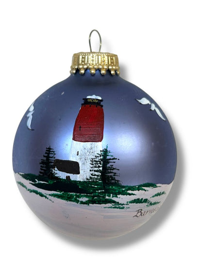 Painted Glass Holiday Ornament Barnegat Lighthouse Christmas Tree 2.6"