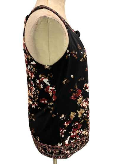 Small White House Black Market Womens Sleeveless Blouse Rose Print Shirt
