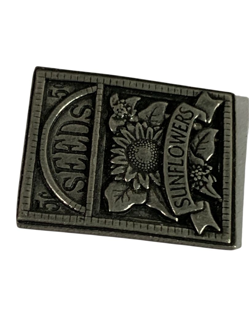 Vintage Birds and Blooms Sunflower Seeds Pewter Brooch Pin Badge 1.2"