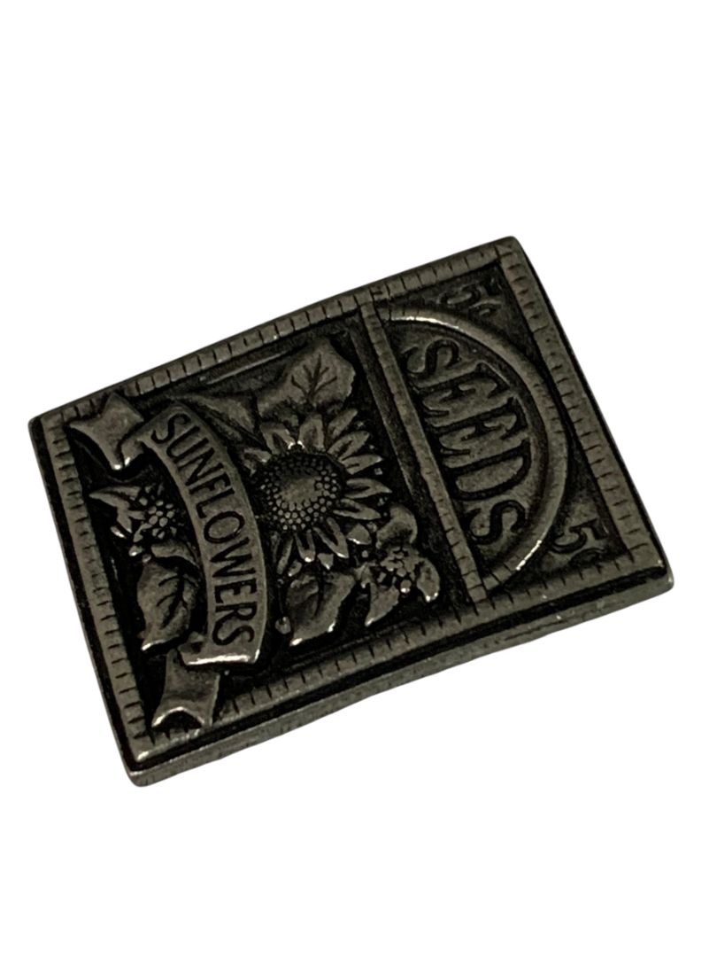 Vintage Birds and Blooms Sunflower Seeds Pewter Brooch Pin Badge 1.2"