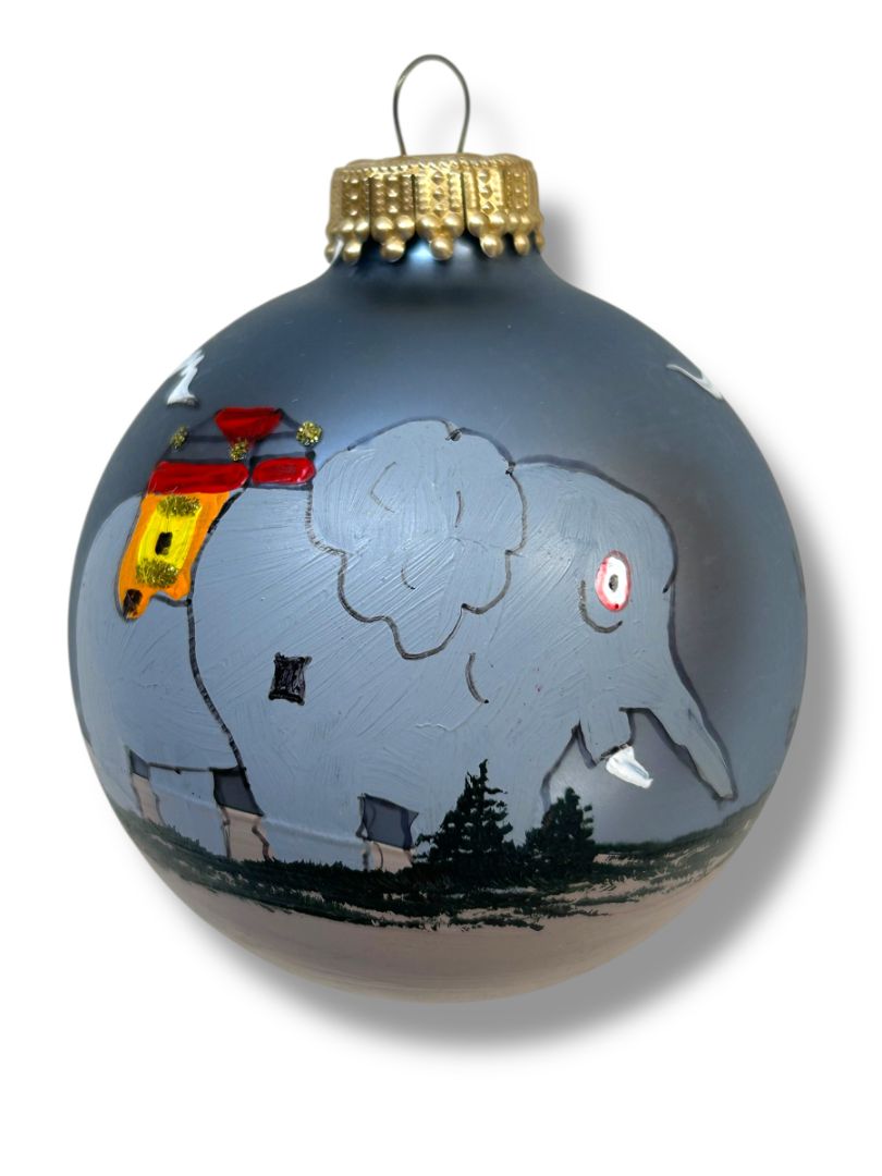 Lucy the Elephant Holiday Painted Glass Ball Ornament 2.6" New Jersey