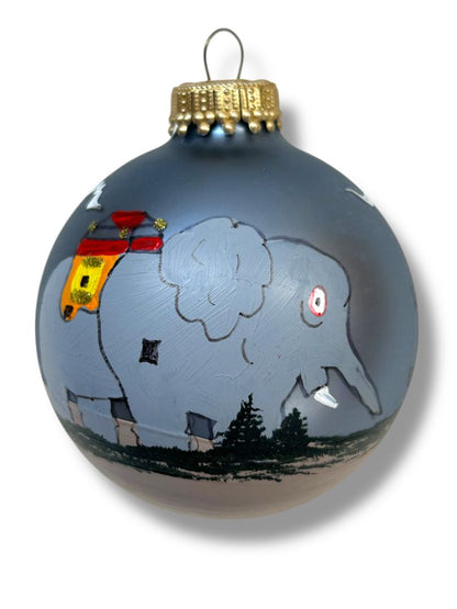 Lucy the Elephant Holiday Painted Glass Ball Ornament 2.6" New Jersey