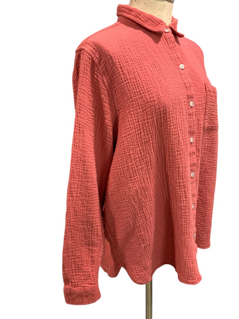 Size XL Jessica Simpson Womens Button Up Coral Textured Shirt