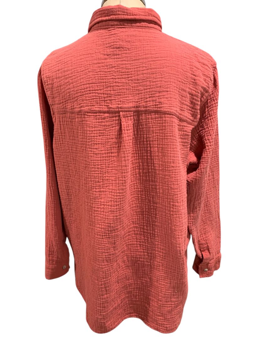Size XL Jessica Simpson Womens Button Up Coral Textured Shirt