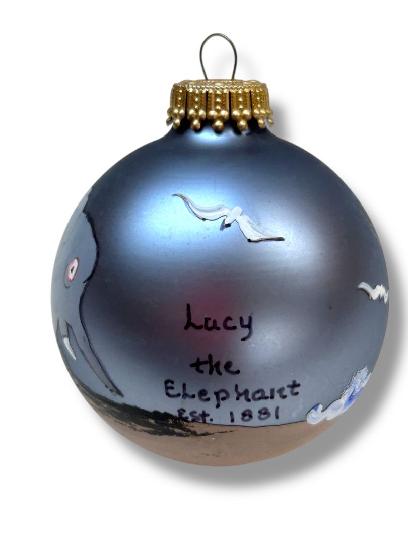 Lucy the Elephant Holiday Painted Glass Ball Ornament 2.6" New Jersey