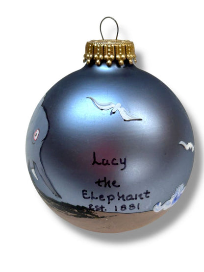 Lucy the Elephant Holiday Painted Glass Ball Ornament 2.6" New Jersey