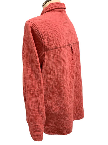 Size XL Jessica Simpson Womens Button Up Coral Textured Shirt