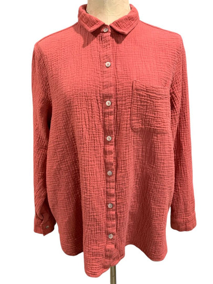 Size XL Jessica Simpson Womens Button Up Coral Textured Shirt