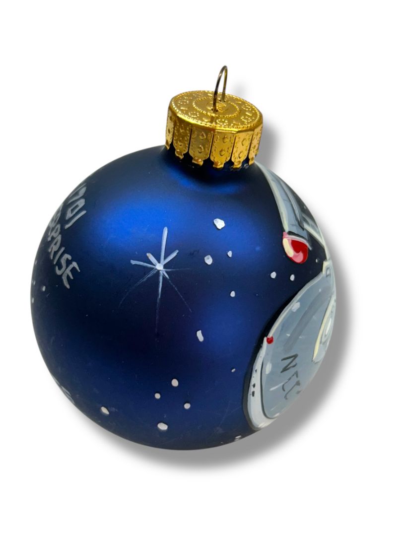 NCC-1701 USS Enterprise Holiday Painted Glass Ball Ornament 2.6"