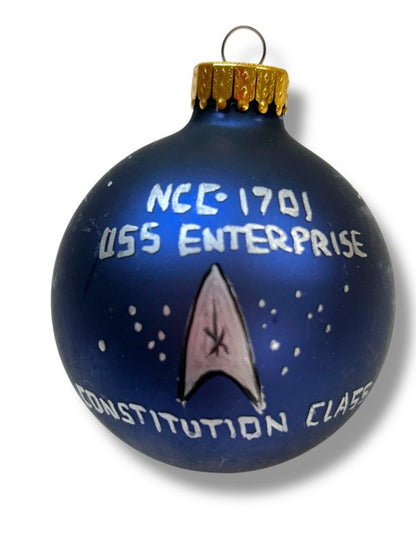 NCC-1701 USS Enterprise Holiday Painted Glass Ball Ornament 2.6"