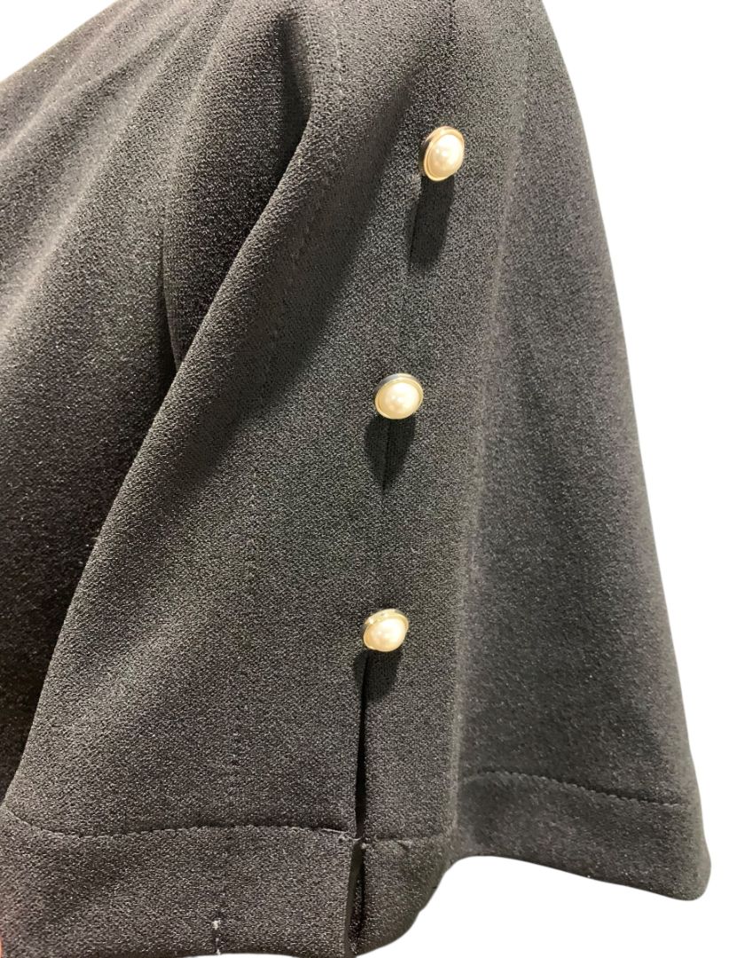 Medium Ann Taylor Womens Pullover Black Shirt Button Embellished Short Sleeve