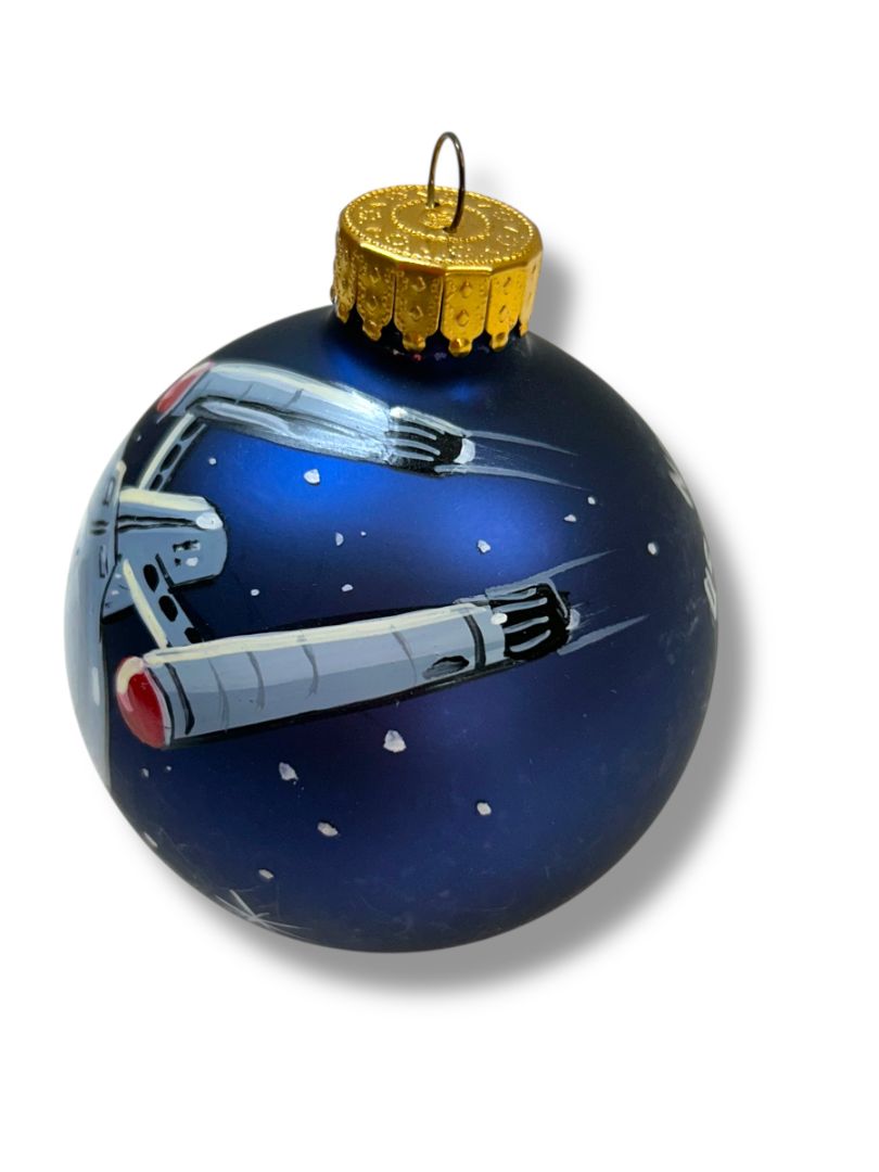 NCC-1701 USS Enterprise Holiday Painted Glass Ball Ornament 2.6"