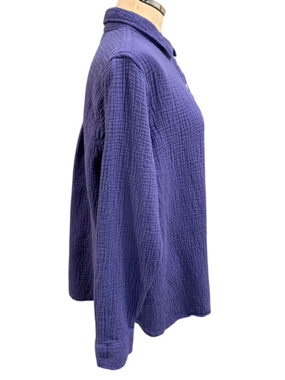 Size XL Jessica Simpson Womens Button Up Purple Textured Shirt
