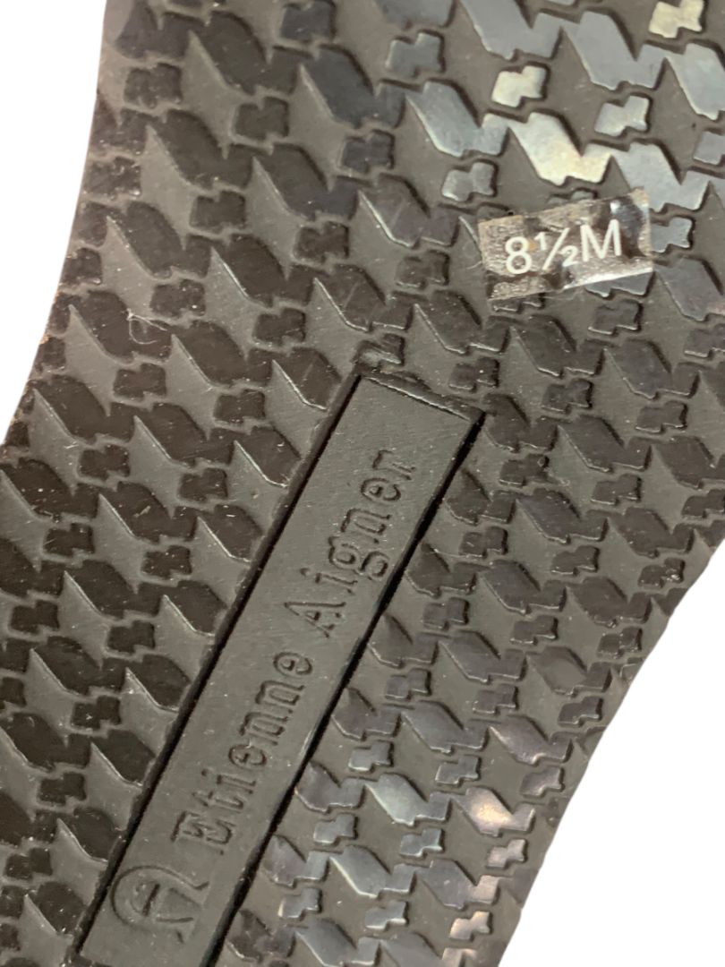 Size 8.5M Etienne Aigner Womens Sharon Block Heel Loafer Mule Brown Leather