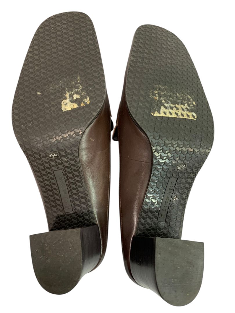 Size 8.5M Etienne Aigner Womens Sharon Block Heel Loafer Mule Brown Leather