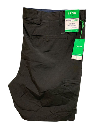 Size 42 Izod Golf SwingFlex Waistband New Mens Shorts Black Straight Fit