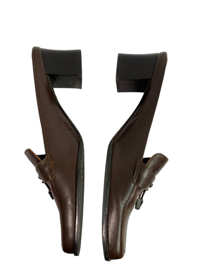 Size 8.5M Etienne Aigner Womens Sharon Block Heel Loafer Mule Brown Leather