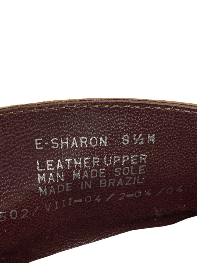 Size 8.5M Etienne Aigner Womens Sharon Block Heel Loafer Mule Brown Leather