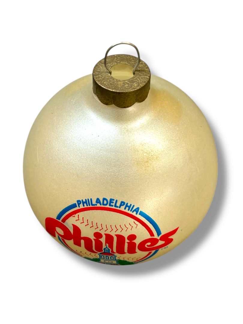 Vintage Philadelphia Phillies Holiday Glass Ball Ornament 2.6"