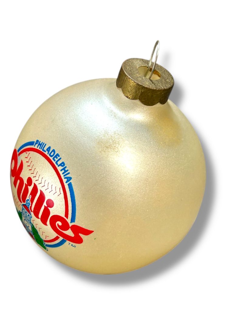 Vintage Philadelphia Phillies Holiday Glass Ball Ornament 2.6"