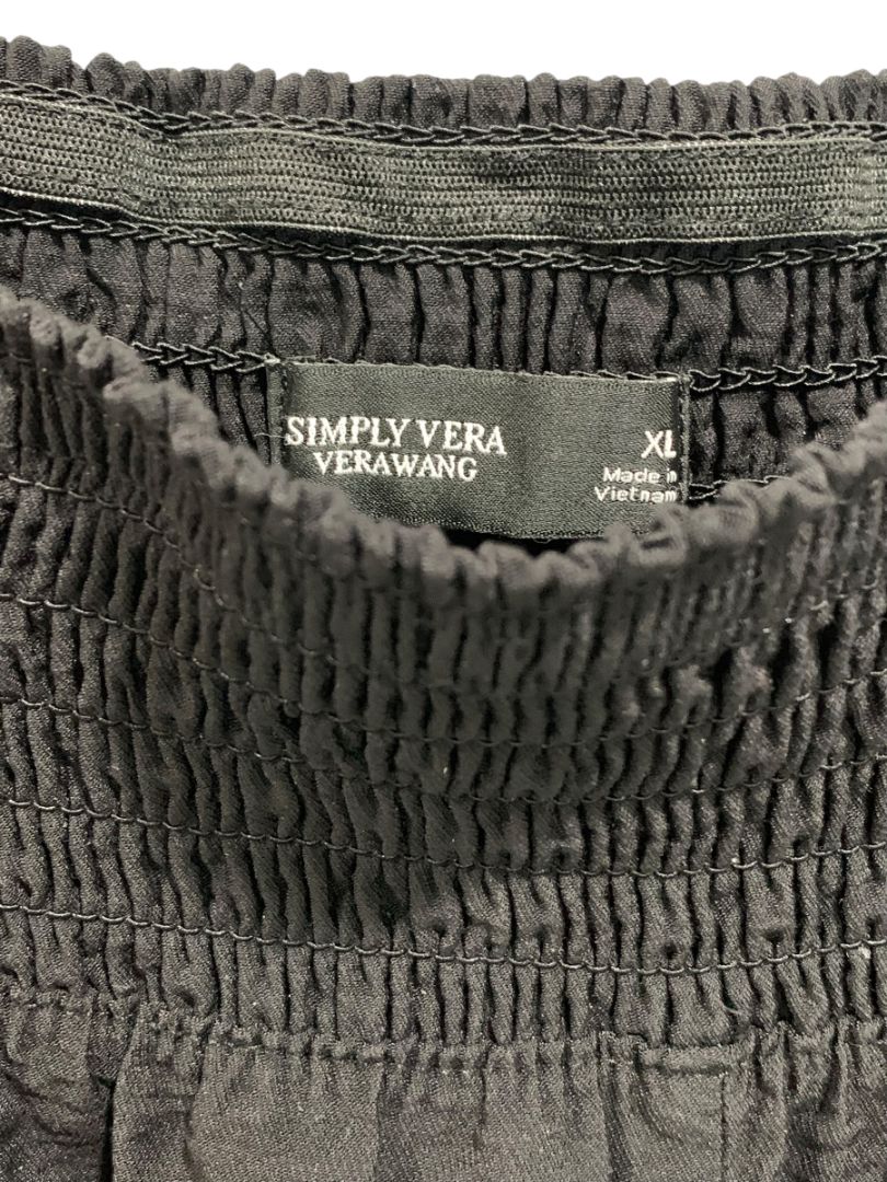 Size XL Simply Vera Wang Black Pull on Womens Pants Pockets Loose Fit