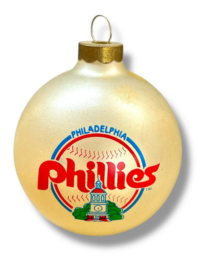 Vintage Philadelphia Phillies Holiday Glass Ball Ornament 2.6"