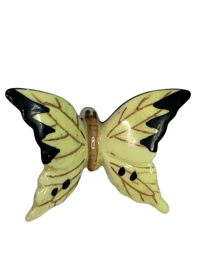 Vintage Japan Porcelain Butterfly Pinback 1.75" Handpainted