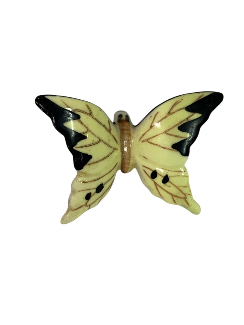 Vintage Japan Porcelain Butterfly Pinback 1.75" Handpainted