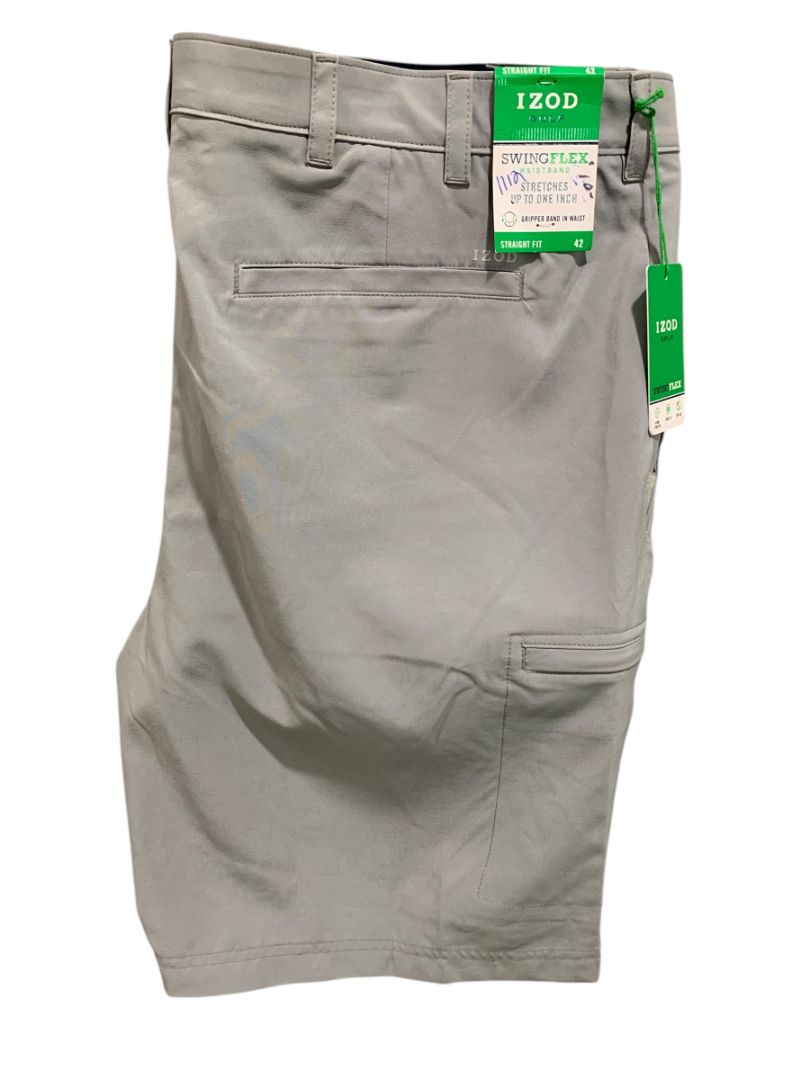 Size 42 Izod Golf SwingFlex Waistband New Mens Shorts Gray Straight Fit