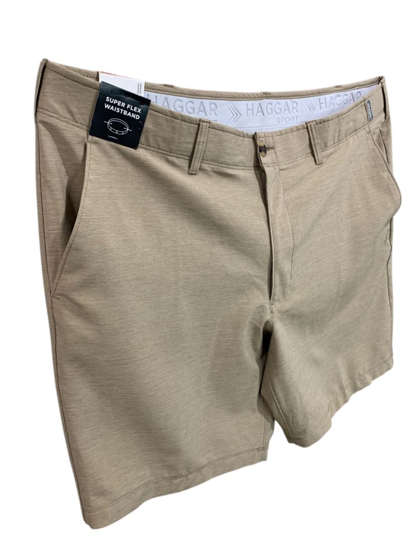 Size 42W Haggar Sport Mens Brown New Performance Shorts 9" Inseam