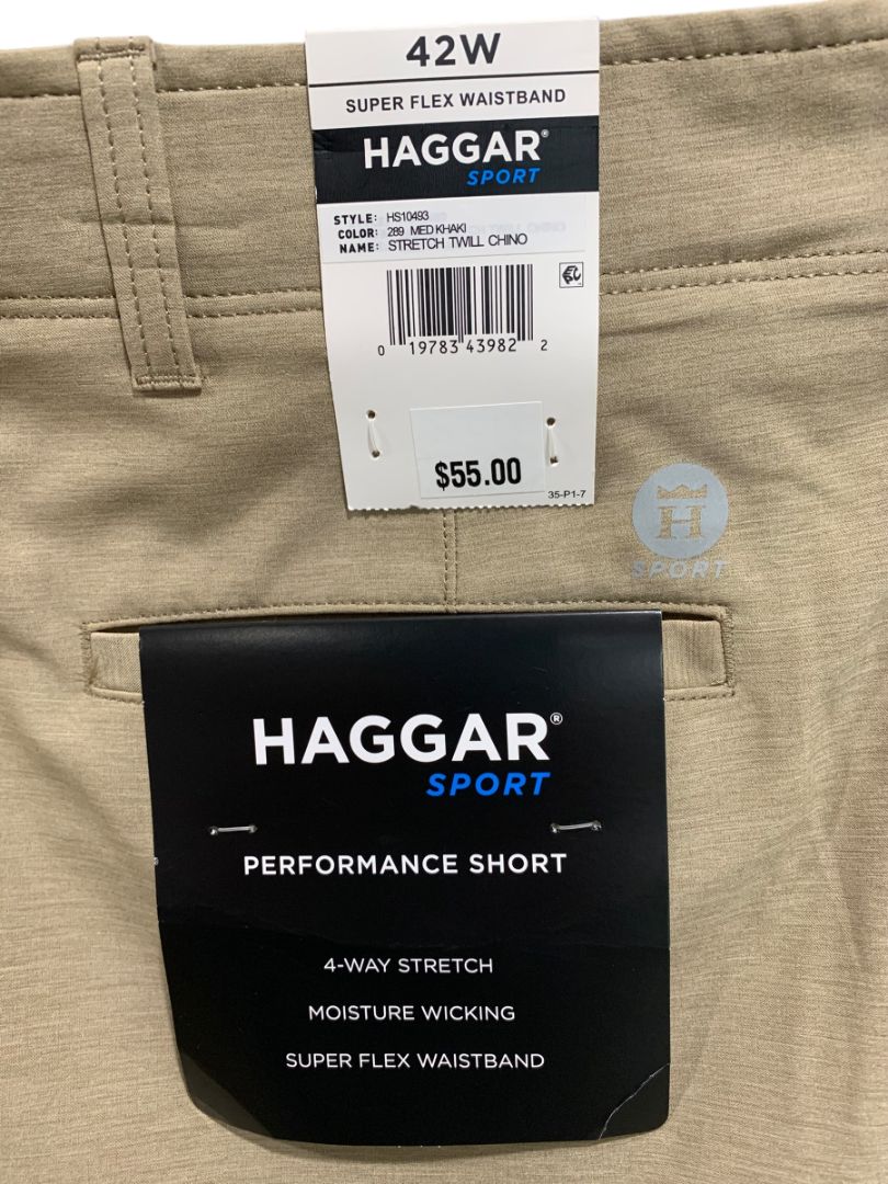 Size 42W Haggar Sport Mens Brown New Performance Shorts 9" Inseam