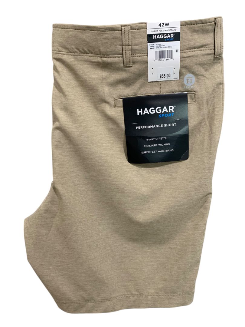 Size 42W Haggar Sport Mens Brown New Performance Shorts 9" Inseam