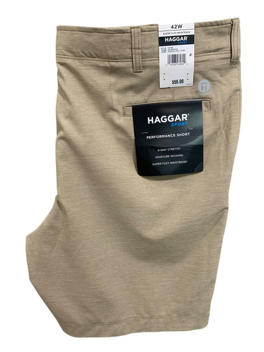 Size 42W Haggar Sport Mens Brown New Performance Shorts 9" Inseam