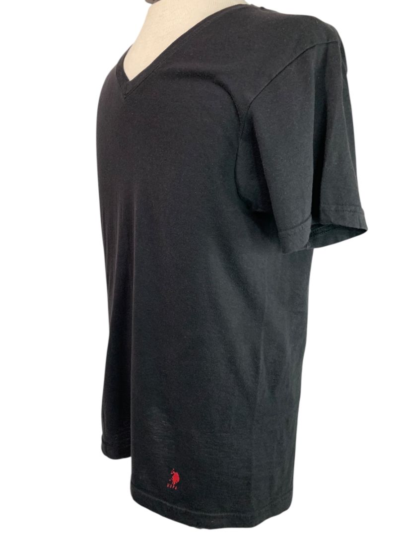 Size Medium US Polo Assn Mens Black V-Neck Tshirt Short Sleeve
