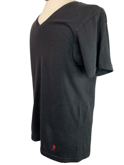 Size Medium US Polo Assn Mens Black V-Neck Tshirt Short Sleeve