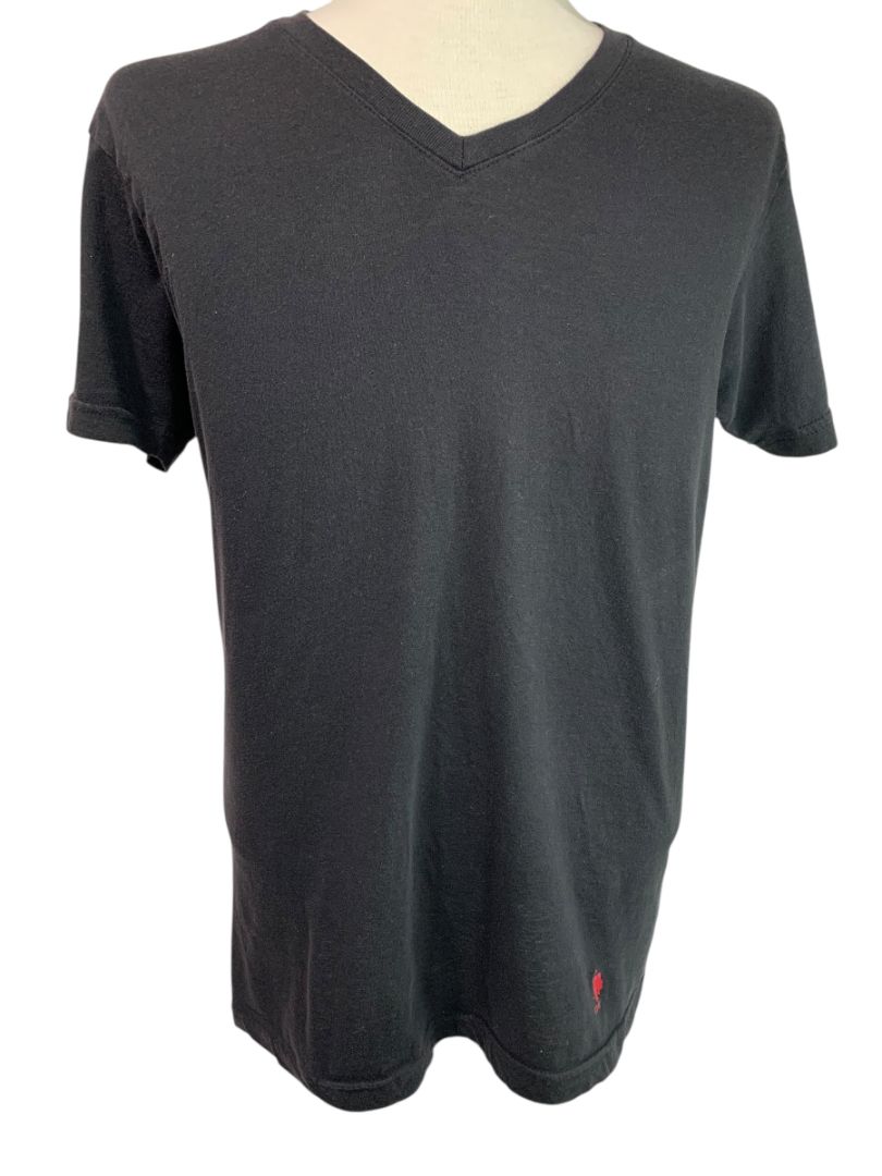 Size Medium US Polo Assn Mens Black V-Neck Tshirt Short Sleeve